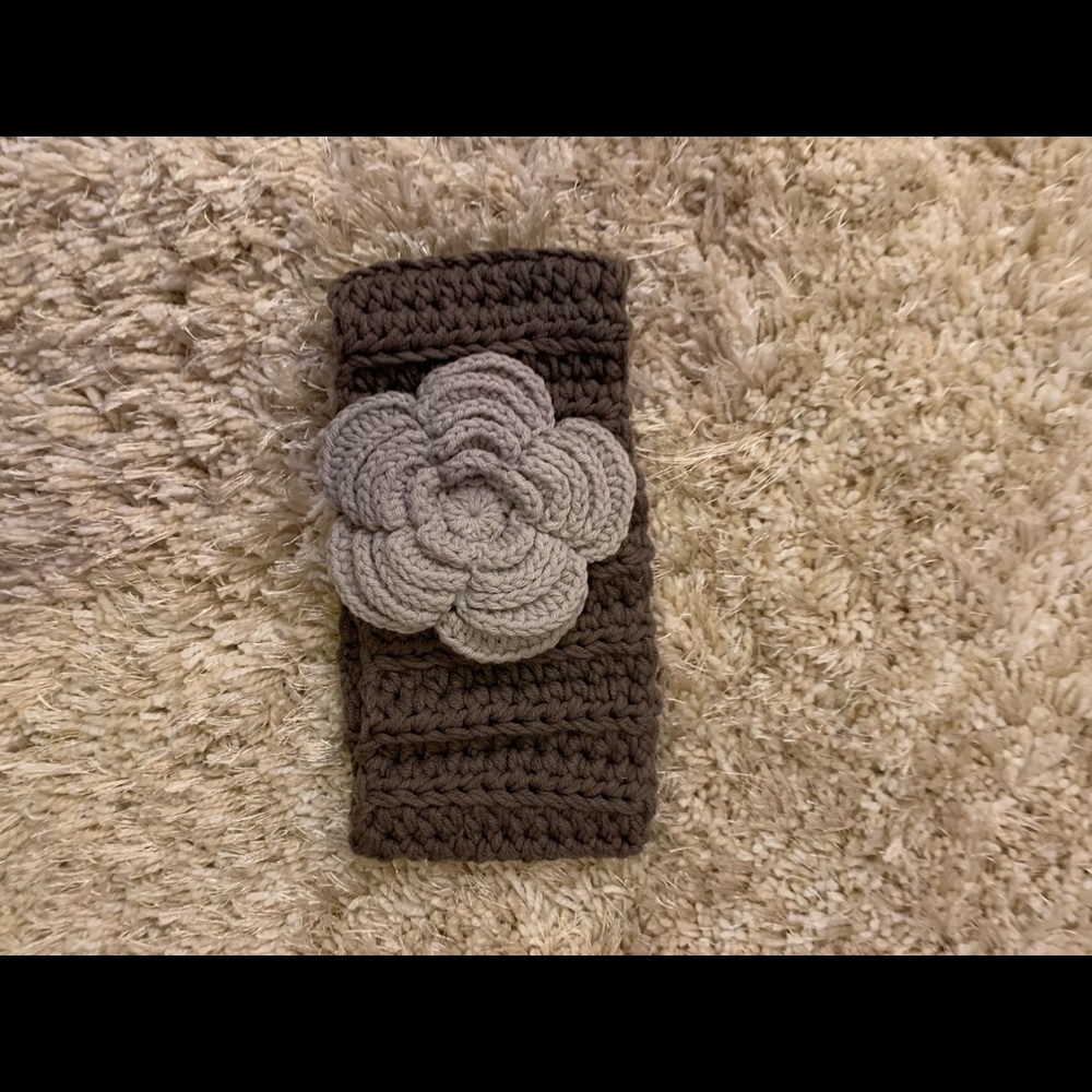 Crochet Head Band with Flower Ear Warmer